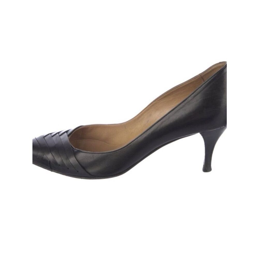 Hermes Authentic Vintage Solid Black Leather Pumps Heels 6 Italy